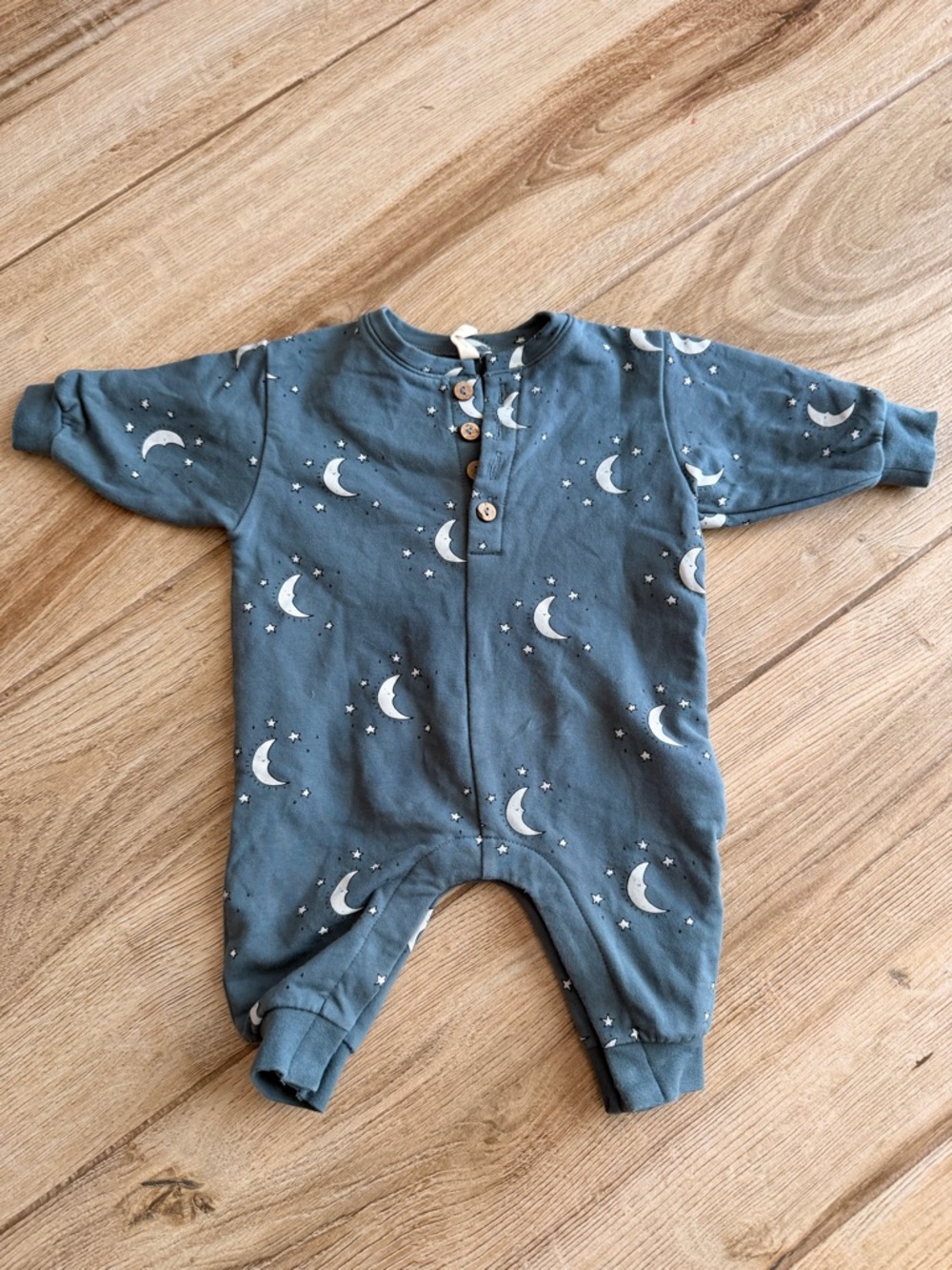 Rylee + Cru Slate Blue Moon Print Baby One-Piece